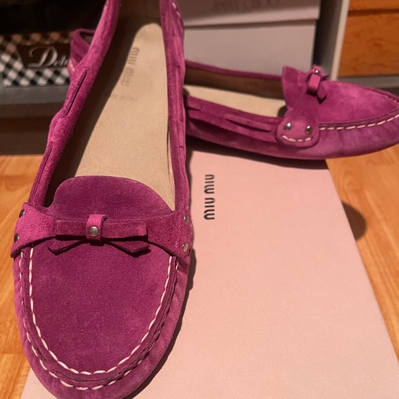 Miu Miu Shoes - Miu Miu Fuchsia Suede Loafers